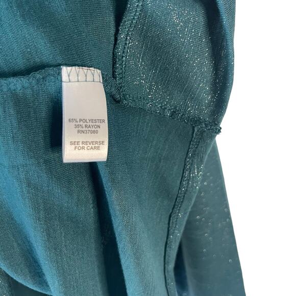 Cato Women's Plus Size 22/24 W Green Metallic Sparkle Twist Front Blouse - Picture 6 of 8